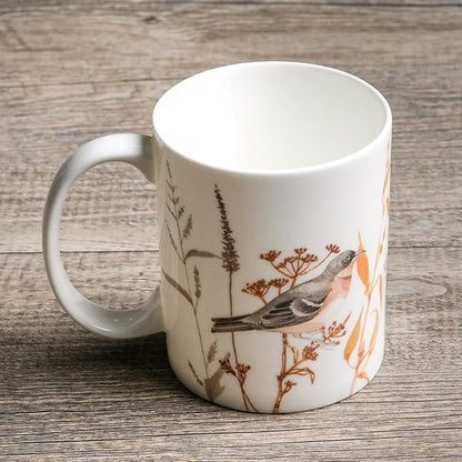 Maison d' Hermine Coffee Mug with Handles Fine Bone China Mugs Pack of One Tea Cups for Hot Beverages Cappuccino Latte Home Office Perfect for Gift (Meadow Florals Beige - Meadow Sunrise, 12 Ounce)