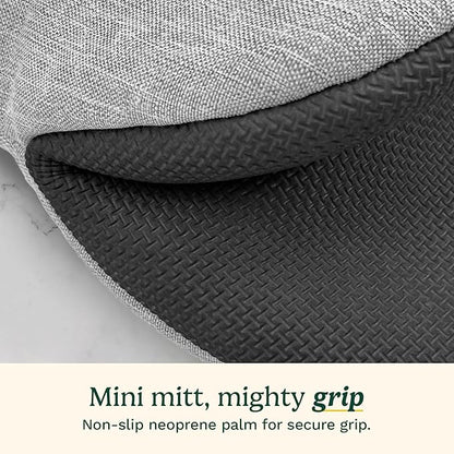 Cuisinart Mini Oven Mitts – 5.5” x 7” Heat-Resistant Kitchen Mitts for Oven with Non-Slip Neoprene Palm, Cotton Filling, and Fabric Loop – Durable Oven Mitt Set for Cooking & Baking (Light Gray)