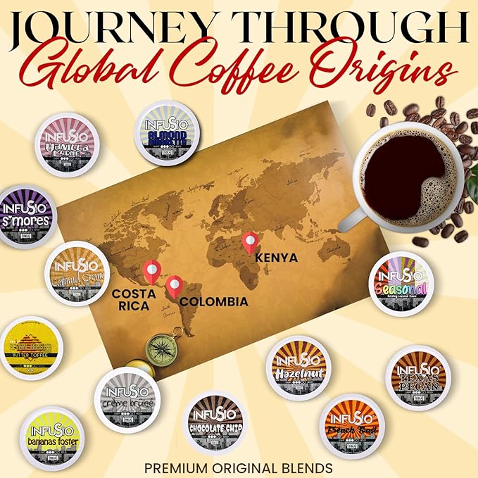 InfuSio Coffee Pods 96 Count French Toast Medium Roast Single Serve Coffee Pods for Keurig K Cups Brewers - InfuSio Premium Roasted Keurig 2.0 Compatible