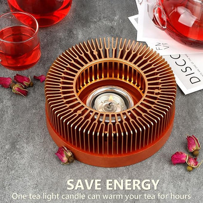 KAYCROWN Teapot Warmer, Tea Warmer with Tealight Holder, Teapot Heater for Heating Tea, Coffee, Milk, Food, Aluminum Alloy, Rose Gold