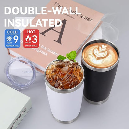 HASLE OUTFITTERS 20oz Stainless Steel Tumblers Bulk, Insulated Travel Cup with Lid, Double Wall Vacuum Coffee Mug for Cold & Hot Drinks 8 Pack, Light Purple