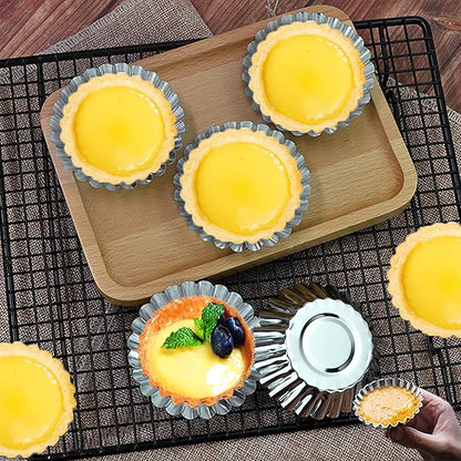 Egg Tart Molds 32Pack Tart Pan 2.75inch, Mini Tart Tins Aluminium Mini Tart Pans for Baking (32Pack-2.75inch)