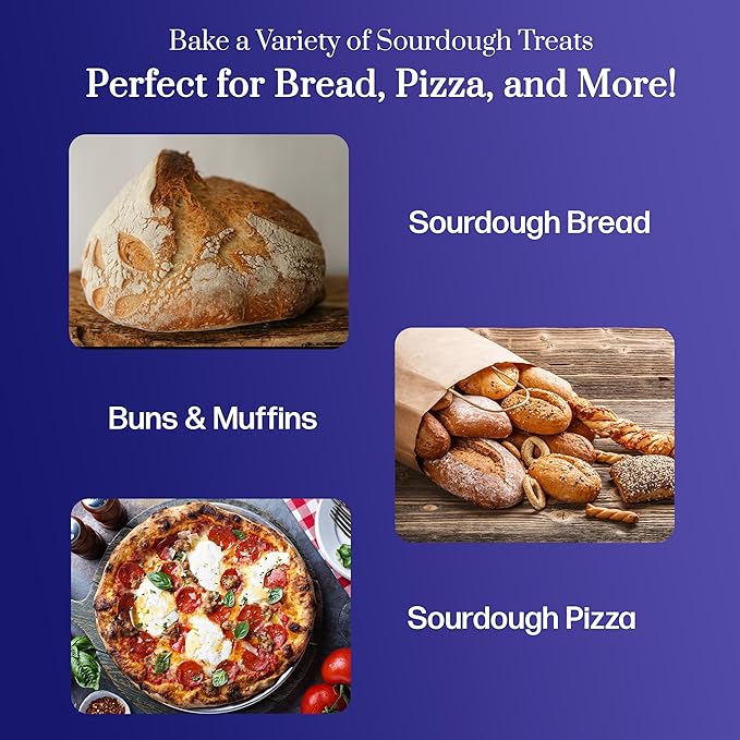 Gluten Free Sourdough Starter - 100+ Year Old Dehydrated Heirloom Style Sourdough Starter Kit for Sourdough Bread, Pizza, Buns, Pancakes, Muffins | Easy to Use | Beginner Friendly