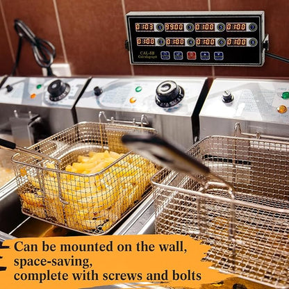 1 Pack 8-Channel Digital Kitchen Timer, Commercial Cooking Timer with Loud Alarm, Large LCD Display, for Restaurants, Baking, Labs, Multiple Independent Countdown Timers