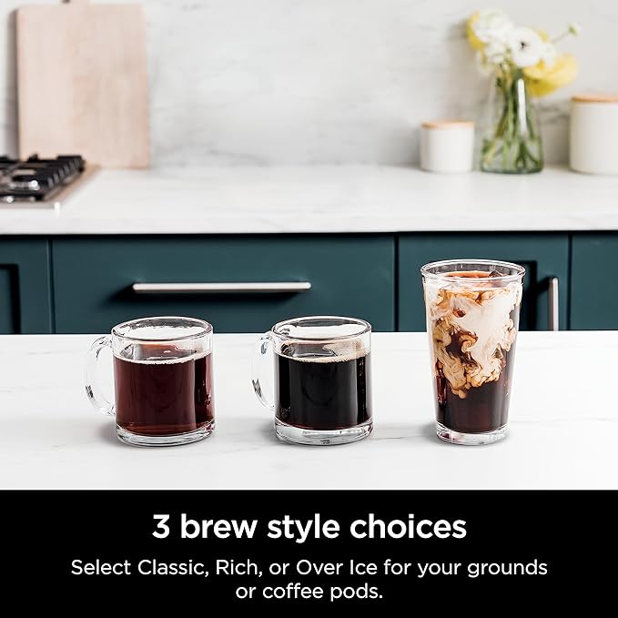 Ninja | Drip Coffee Maker | DualBrew Pro Hot & Iced Coffee Machine | Use with K-Cup Coffee Pods | 3 Brew Styles (Classic, Rich, & Iced) | 60oz Removable Reservoir & Dishwasher Safe | Black | CFP101