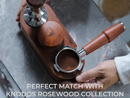 54mm Espresso Distribution Tool Stainless Steel Adjustable Rosewood Coffee Distributor Compatible with Breville Espresso Machine Accessories