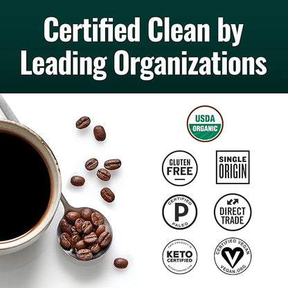 Natural Force - Bulk Organic Clean Coffee Classic, Mold & Mycotoxin Free, Lab Tested for Toxins & Purity, Low Acidity, Incredible Taste & Aroma, Whole Bean Medium Roast, 5 lbs