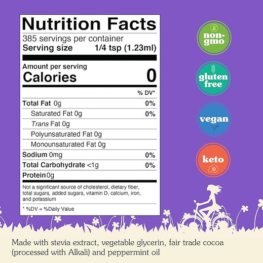 NuNaturals Stevia Syrup, Sugar-Free Sweetener, Plant-Based Sugar Substitute, Zero Calorie, Cocoa Mint Syrup, 16 oz