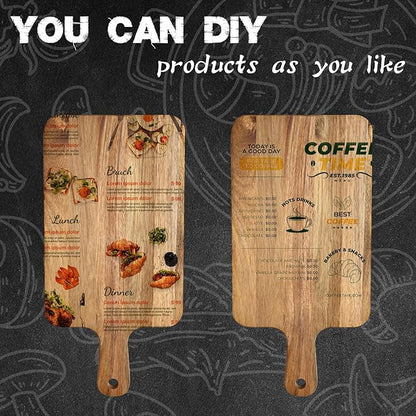 10 Pcs Acacia Wood Cutting Board with Handle,Wooden Chopping Boards Kitchen Cutting Board for Meat Bread Fruit Cheese Serving Board Charcuterie Boards Chopping Blocks,7.8x15.7in