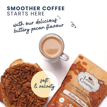 Leaner Creamer Non-Dairy Sugar Free Coffee Creamer Powder. Perfect Coconut Oil Non-Dairy Powder To Naturally Cream and Sweeten Coffee, Smoothies, Protein Shakes & More! Ideal Flavoring For All Diets (Buttery Pecan Pouch (9.87 oz))
