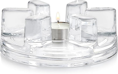 Teabloom Petals Tea Warmer – Elegant Glass Teapot Warmer with Tealight Candle | Universal Fit for Most Teapots | Durable Soda-Lime Glass Design
