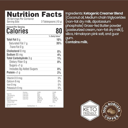 Rapid Fire Keto Creamer, Coffee Creamer with Grass Fed Butter, MCT Oil, Himalayan Pink Salt, Delicious Original Flavor, Energy Support, 2 Pack, 40 Servings
