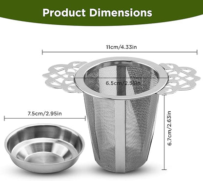 Set of 2 Tea Infusers for Loose Leaf – SUS 304 Stainless Steel Fine Mesh Basket with Flower-Shaped Handles, Reusable & Heat-Resistant, Ideal for Cups & Teapots