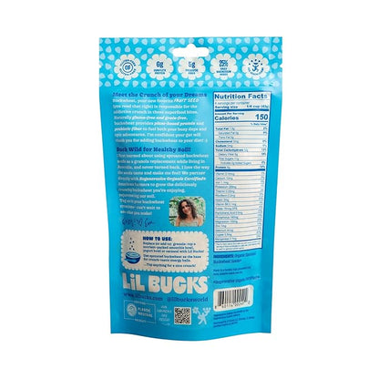 Lil Bucks Sprouted Regeneratively Grown Buckwheat Seeds– Paleo Cereal, Gluten-Free Granola, High in Protein, Low Sugar, Organic Superseed Crunch (ORIGINAL, 1 Pack)