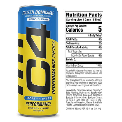 C4 Performance Energy Carbonated 12oz 4pk Frozen Bomb