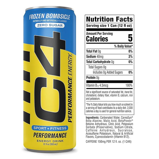 C4 Performance Energy Carbonated 12oz 4pk Frozen Bomb