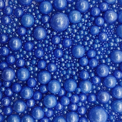 Edible Royal Blue Sugar Pearls Sprinkles Candy Mix Size Pearls Cake Decorations Cupcake Toppers Decorating Perfect for Wedding Party Valentine Christmas Supplies 4.58OZ