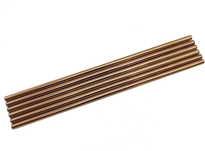 10 Pcs Stainless Steel Straws, Reusable Drinking Straws, Straight Metal Straw Sets with 2 Pcs Cleaning Brushes (10.5 Inch, Rose Gold)
