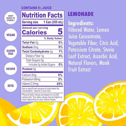 Swoon Classic Sugar Free Lemonade - Low Carb, Keto & Paleo-Friendly, Gluten-free Vitamin C Drink - Made with 100% Natural Lemon Juice Concentrate & Sweetened by Monk Fruit, 12 Fl oz (Pack of 12)