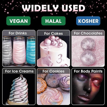 NiHome Edible Food-Grade Glitter Powder Glimmer Luster Dust Metallic Fancy Food Decorating Sprinkle Glimmery Dust for Drink Wine Beverage Cake Bakery Vegan Allergen-Free (Light Pink, 0.35oz/10g)