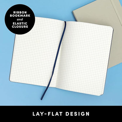 PAPERAGE Graph Paper Journal Notebook, (Navy), 160 Pages, Medium 5.6 in x 8 in - 100 GSM Thick Paper – Hardcover Grid Notebook for Work or School