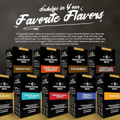 Christopher Bean Coffee - 396 servings, 30 to 1 Blend Bag in Box Liquid Instant Coffee or Cold Brew Coffee Concentrate - Hot or Iced Coffee - Chocolate Indulgence