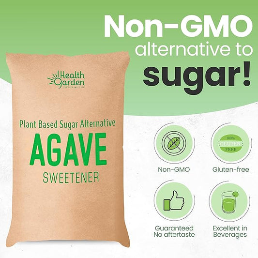 Health Garden Blue Agave Sweetener Crystals - Organic - Non-GMO - Low Glycemic Powder - Kosher - Keto Friendly - 25KG