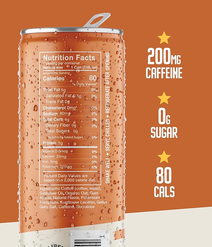 Loco Coffee Churro Latte 11 Ounce Can, 12 Count | Zero Sugar, 200mg Caffeine | Gluten Free and Dairy Free | Low Calorie Iced Coffee