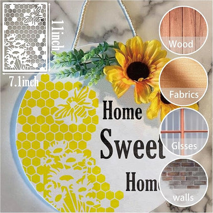 8 Pieces Stencils for Crafts Reusable Texture Spider Stencils Net Wood Grain Stone Spray Paint Layering Stencil Templates for DIY Scrapbook