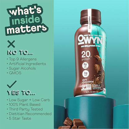 OWYN Only What You Need Plant Based Protein Shake, 20g Vegan Protein from Organic Pumpkin Seed, Flax, Pea Blend, Prebiotic Supplement, Superfood Greens, Gluten & Soy-Free (Variety Pack, 12 Pack)