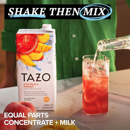 TAZO Tea Concentrate, Organic Skinny Chai Latte, Refreshers Iced Watermelon Cucumber, & Iced Peach Mango 32 Fl Oz (1ea) (Variety Pack)