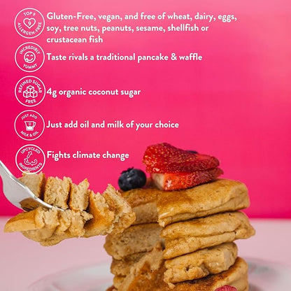 Bake Me Healthy Vegan Waffles & Pancake Baking Mix - Gluten & Dairy Free, Vegan, Non-GMO, Low Sugar, Allergy-Friendly, Plant-Based, Easy to Make, 12oz/ 339g Resealable Pouch (Pack of 1)