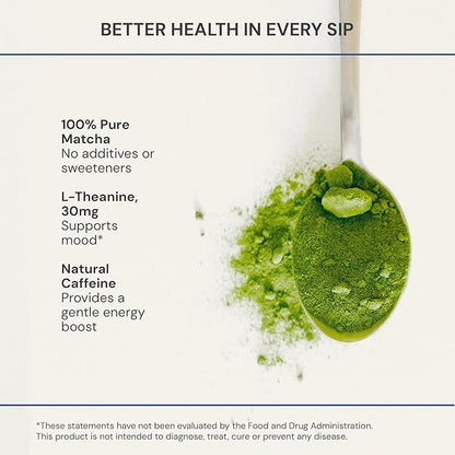 Blueprint Bryan Johnson Matcha Powder – Ceremonial Grade Japanese Matcha – Green Tea for Energy & Focus – Natural Caffeine, Antioxidant-Rich – 30mg L-Theanine- 30 Servings