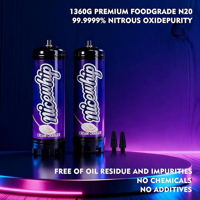 2.2L Cream Chargers 1Pack- Professional Nitrous Oxide (N2O) Charger Canister， for Whipping Cream, Desserts, Culinary Foams - Food Grade, Easy Use, High Yield