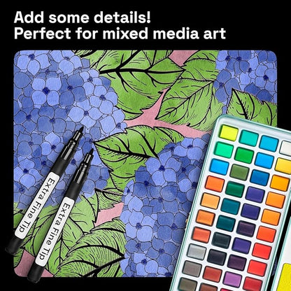 ARTISTRO Black Paint Pens for Rock Painting, Stone, Ceramic, Glass, Wood, Tire, Fabric, Metal, Canvas. Set of 5 Water Based Black Markers for Acrylic Painting Extra Fine Point Tip