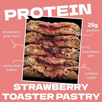 My Cookie Dealer Protein Cookies, Strawberry Toaster (12-Pack, 3.8oz Each) - 25g of Protein per Cookie - Individually Wrapped Workout Snacks for On-The-Go Travel