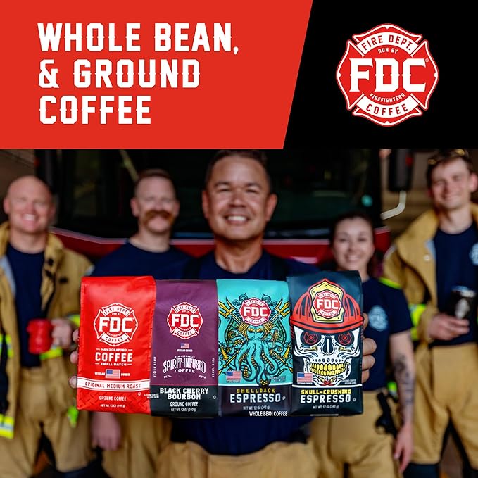 Fire Department Coffee - Gives Back to Firefighters - Full-Bodied & Bold Skull Crushing Espresso Coffee Beans - Roasted in the USA - Premium Espresso Beans - Veteran Owned - Bulk 5 LB