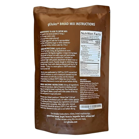gfJules Certified Gluten Free Bread Baking Mix | Loaf, Baguettes, Bagels, Focaccia and more | No Grit, Non-GMO, Vegan | Certified Top 9 Allergen-Free & Kosher | 18 Ounces