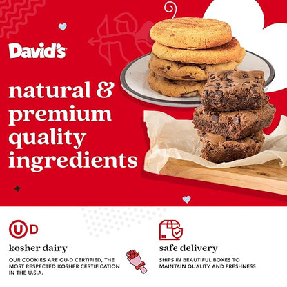 David’s Cookies Gluten Free Assorted Cookies and Brownies Bucket Sampler - Comes in a Love-Themed Decorated Bucket 1.3Lbs - Freshly Baked Gourmet Cookies Gift For Your Loved Ones (Roses Not Included)