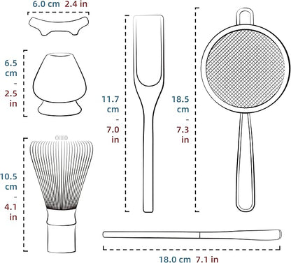 TEANAGOO Matcha Whisk Set,Matcha Whisk(100 prongs) with Green Holder,6-PCS Traditional Starter Set,Scoop(Chashaku),Tea Spoon,Bamboo Chasen for Making Latte,Ceremony Accessory,Gife for Friend/Family