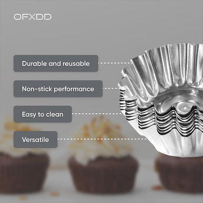Muffin Cups for Kitchen Baking 2.36 Inch - Metal Egg Tart Molds for Baking, 30 Pcs - Reusable Mini Tart Tins and Cupcake