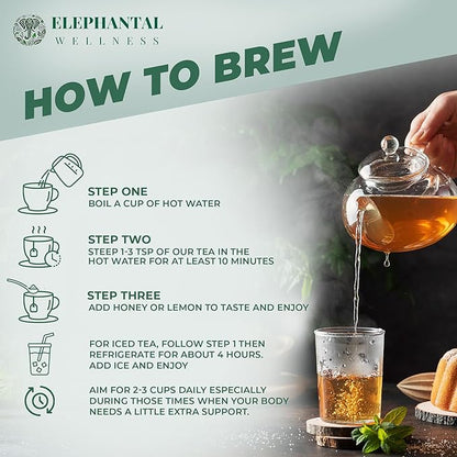 Elephantal Wellness Premium Inflammation Herbal Tea | Comfort & Mobility Blend with Turmeric, Boswellia, White Willow Bark & Ginger | Handmade, Non-GMO, Caffeine-Free Loose Leaf, 2oz, 20 Servings