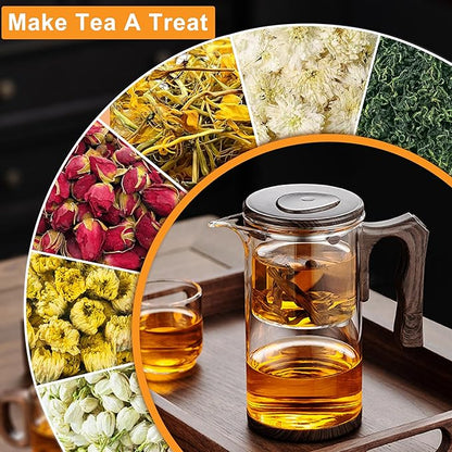 Enchanti Tea Pot - 750ml/25.4oz Magic Witchcraft Enchanted Glass Teapot with Strainer Loose Leaf Tea Innovative Water Separation Magnetic Teapot,Borosilicate Glass Tea Infuser Elegant Gift Packaging