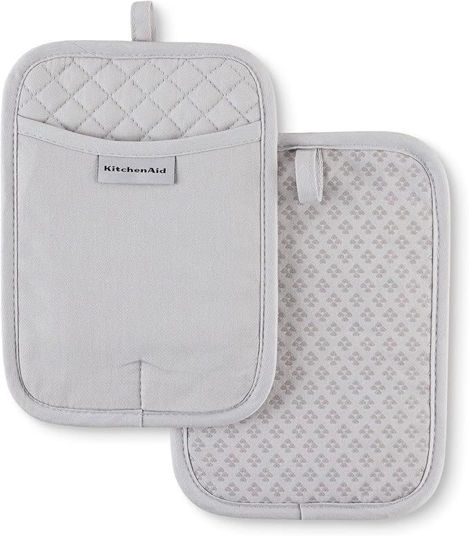 KitchenAid Asteroid Pot Holder 2-Pack Set, Matte Grey, 7"x10"
