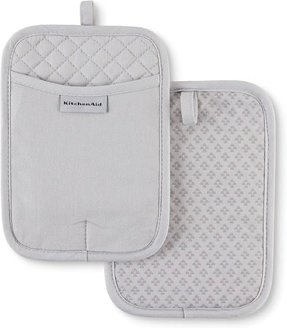 KitchenAid Asteroid Pot Holder 2-Pack Set, Matte Grey, 7"x10"