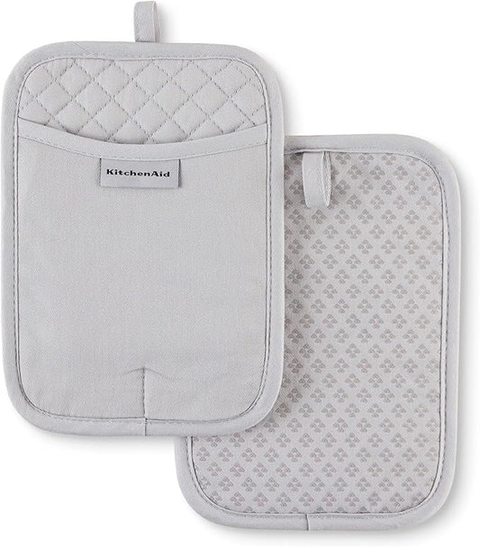 KitchenAid Asteroid Pot Holder 2-Pack Set, Matte Grey, 7"x10"