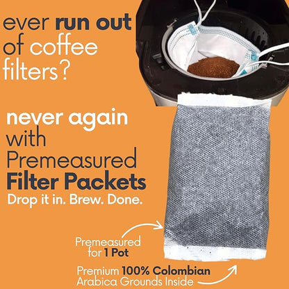 Ground Flavored Coffee In Filter Packs | Medium Roast Low Acid Mold Free Pouches | Sampler Packets | Roasted Butter Pecan Crunch Gourmet Powder Bags for 10-12 Cup Drip Maker | Highest Rated Individual Premeasured Coffee