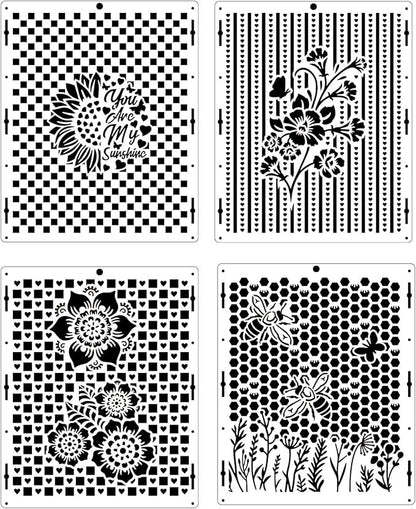 4-Pack Reusable Stencil Set for Crafting, Painting, and DIY Projects – Durable, Versatile, and Easy-to-Use Stencils for Walls, Fabric, Wood, and More