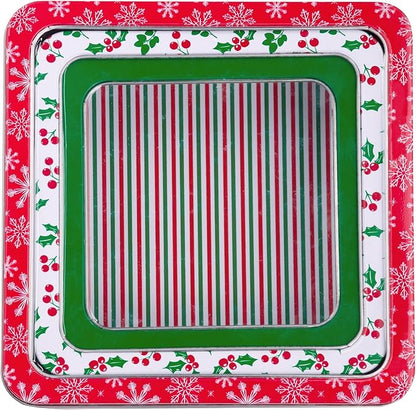 Steel Mill & Co Square Tin Containers with Lids, 3 Pack Christmas Cookie Tins, Festive Cookie Tins for Gift Giving & Holiday Treats, Metal Box Nesting Containers, Large Medium Small, Snowflake