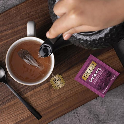 Twinings Darjeeling Tea - Caffeinated Black Tea Bags Individually Wrapped, 20 Count